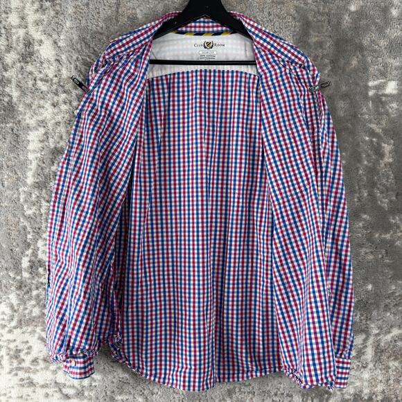 Club Room Size XL Slim Fit Checker Casual Button Shirt Long Sleeve Collared - Picture 3 of 8